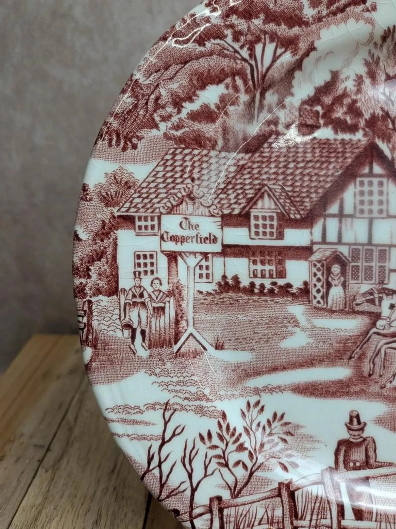 Dessert plate Terre de fer Lunéville – English Style – The Copperfield – Toile de Jouy