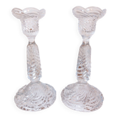 Pair of glass candlesticks from the Vallerysthal crystal factory, France