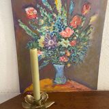 Brass flower candle holder.