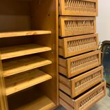 Vintage wood/wicker cabinet