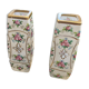Pair of vases in enamelled and gilded crystal Rose motifs