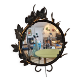 Miroir en fer forgé rétroéclairé en forme de feuille, France, années 1960