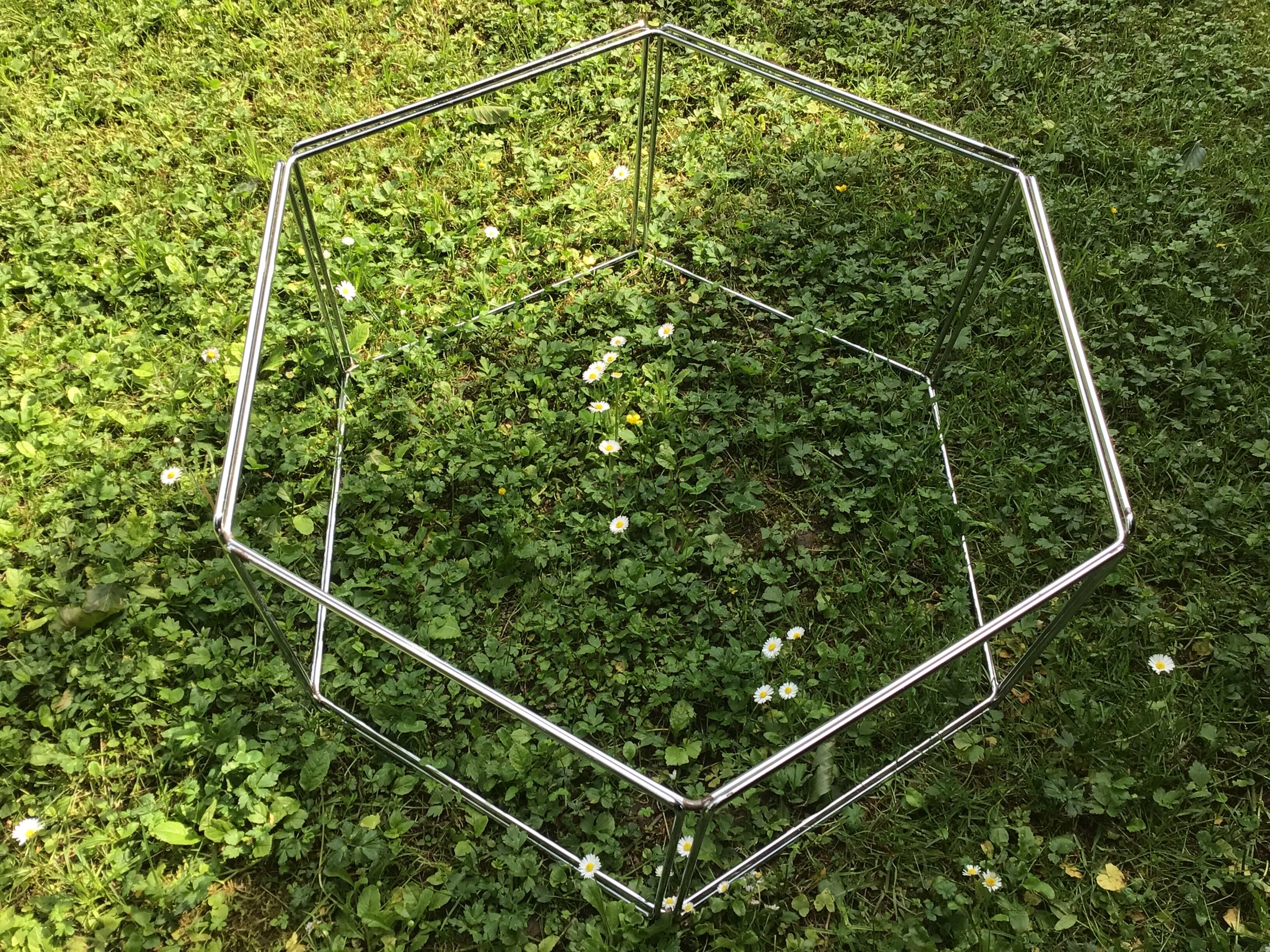 Metal and glass coffee table