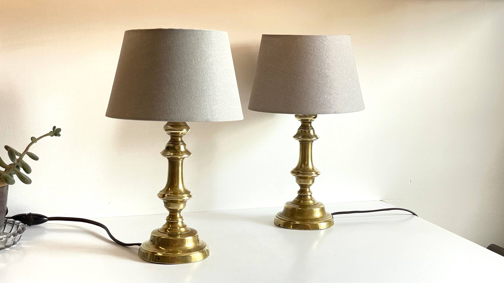 Lamp chic old solid brass candle holder