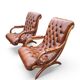 Paire de Chesterfields en cuir et repose pieds