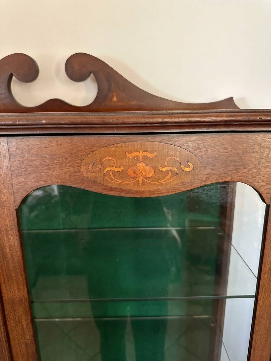 Vintage display cabinet in marquetry wood