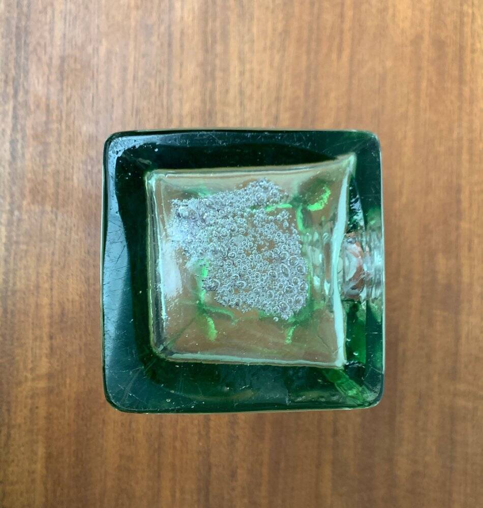 Brutalist glass block vase from the mid-century space age, 1960s