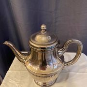 Antique 4-piece tea service silver metal louis xv style godron decor