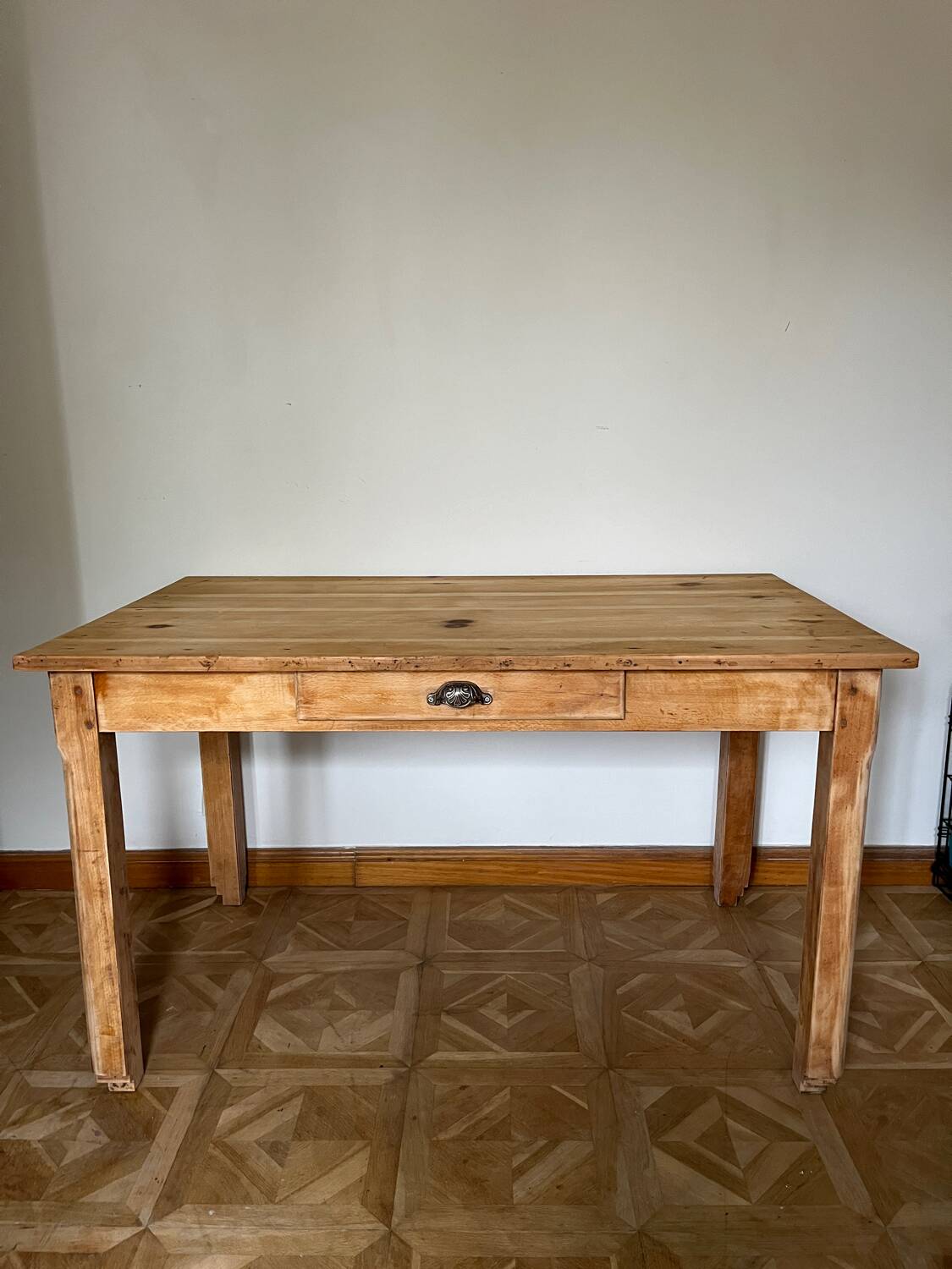 Raw wood farmhouse table