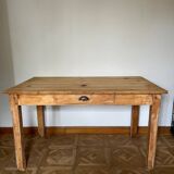 Raw wood farmhouse table
