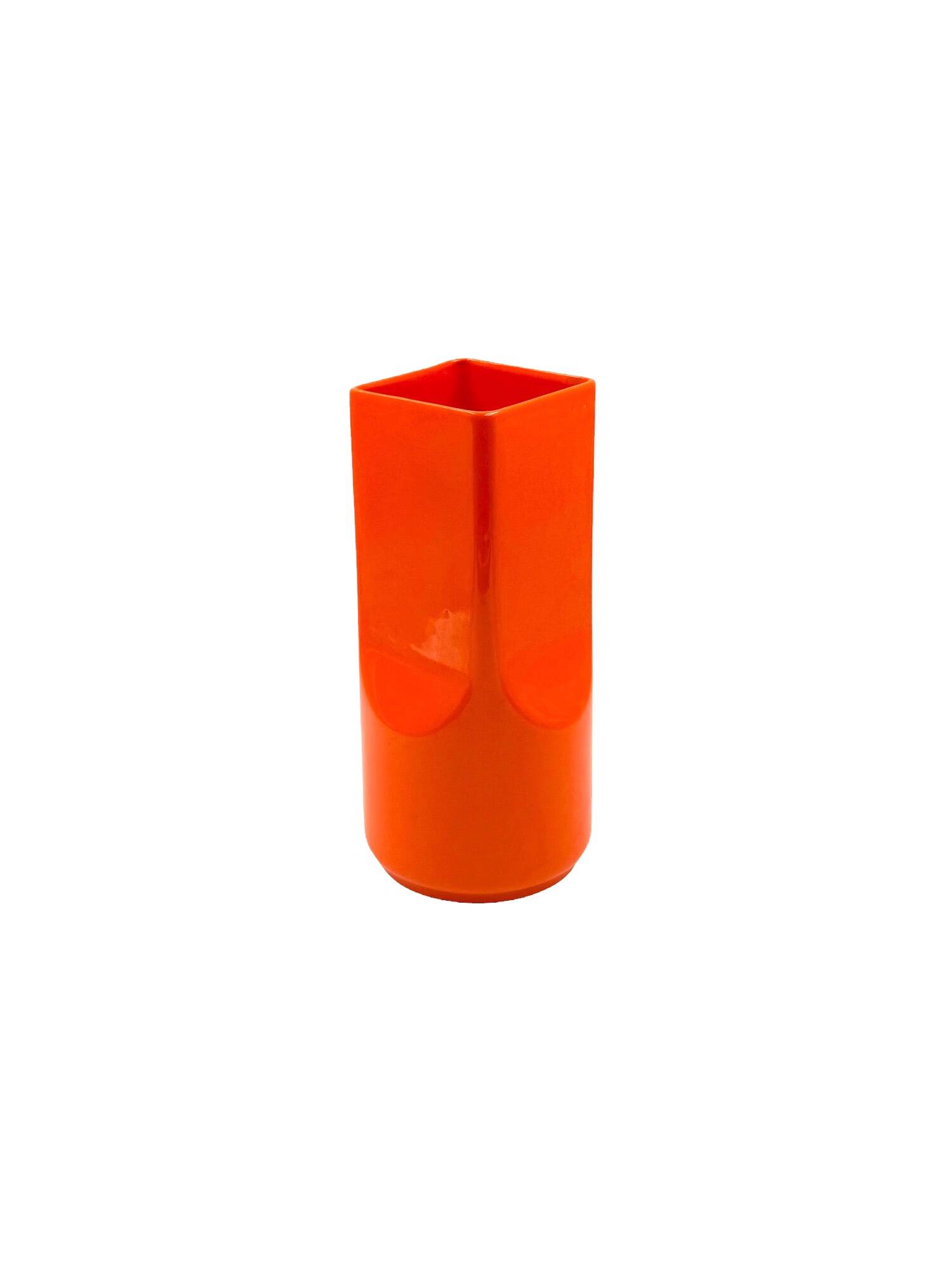 Studio Opi, space age orange ceramic vase, Gabbianelli Italy ca. 1960