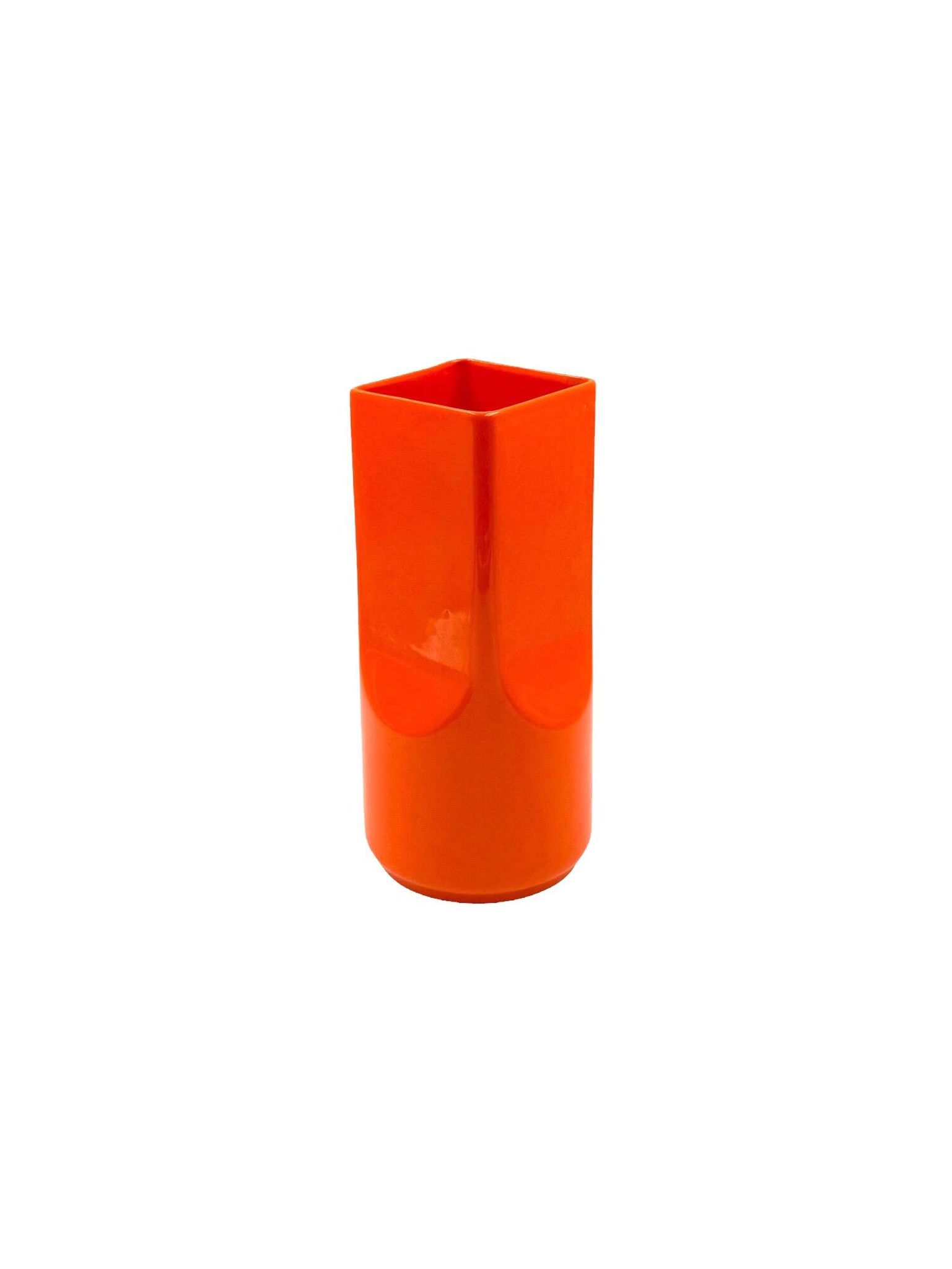 Studio Opi, vase en céramique orange de l'ère spatiale, Gabbianelli Italie ca. 1960