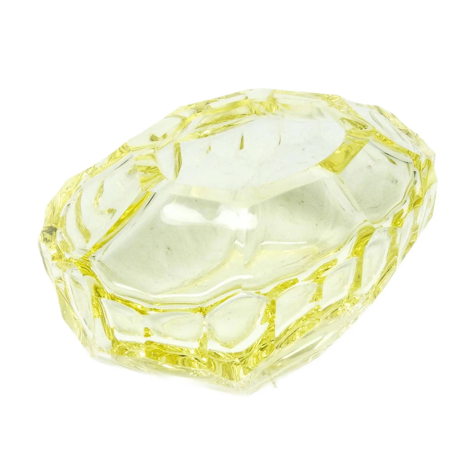 Vide poche de bureau, Art Déco, cristal jaune, Moser, Tchécoslovaquie, années 1930