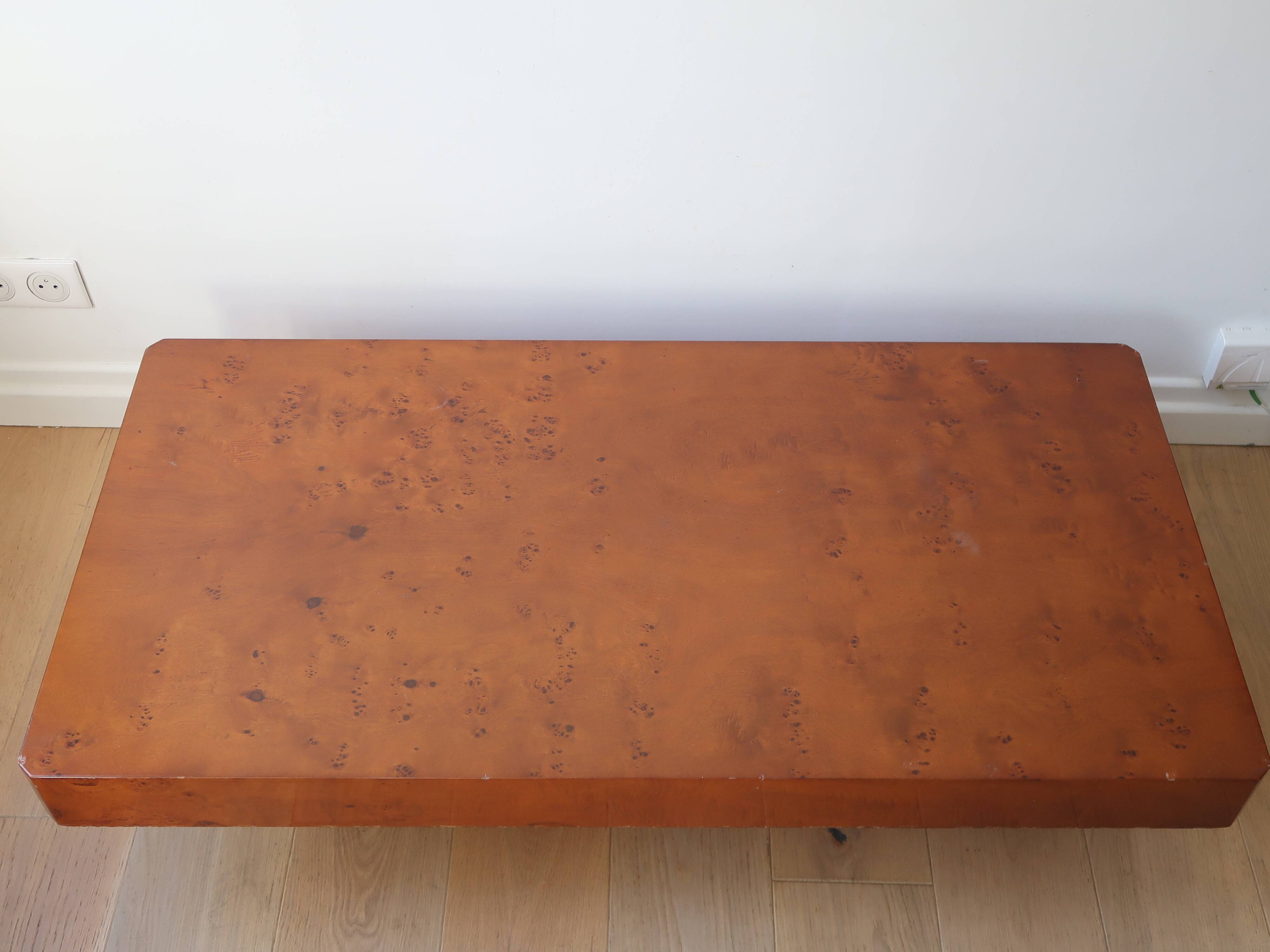Vintage 70s elm burl coffee table