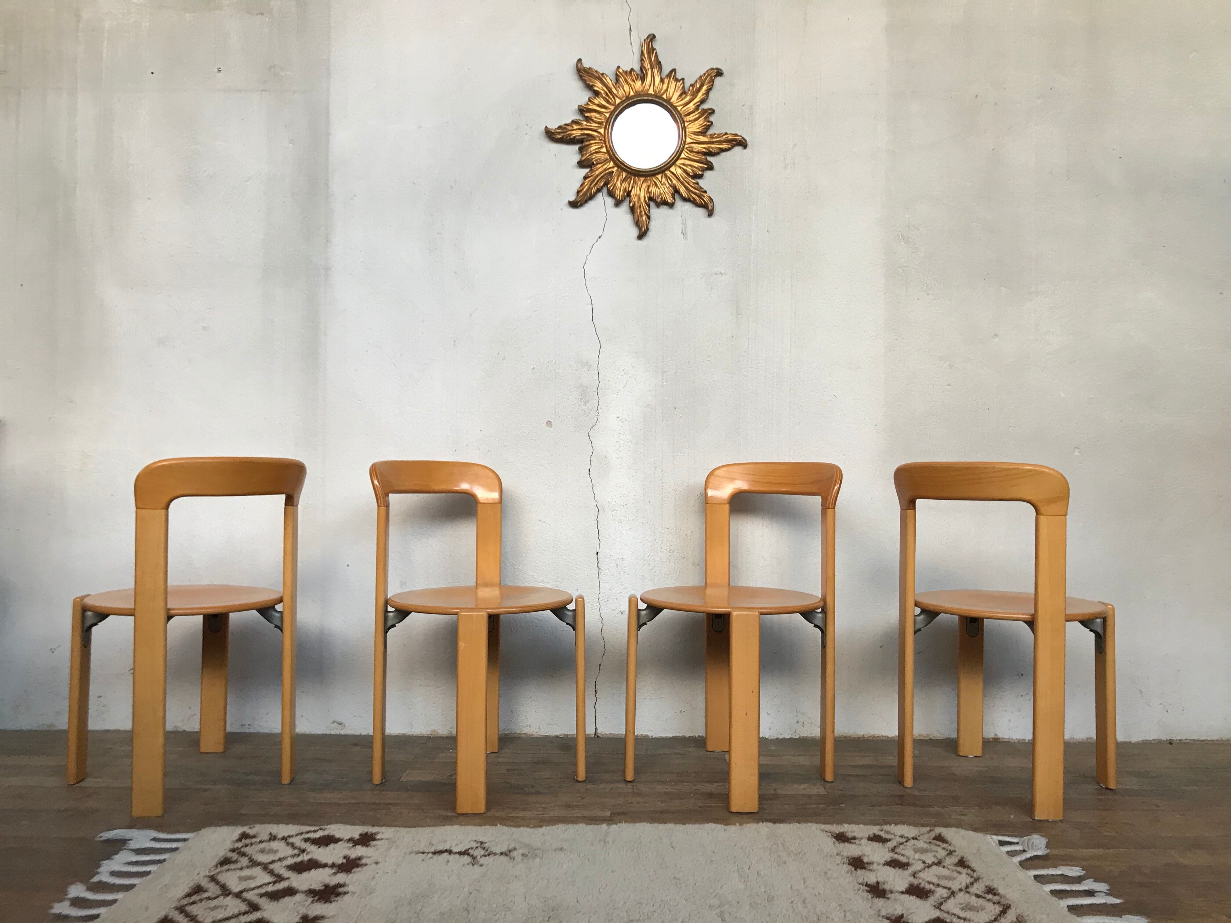 Series of 4 chairs model 3300 designer Bruno Rey design Kusch - co 1970 vintage