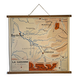 School map of ancient geography 1960 map of France the Garonne le Rhône