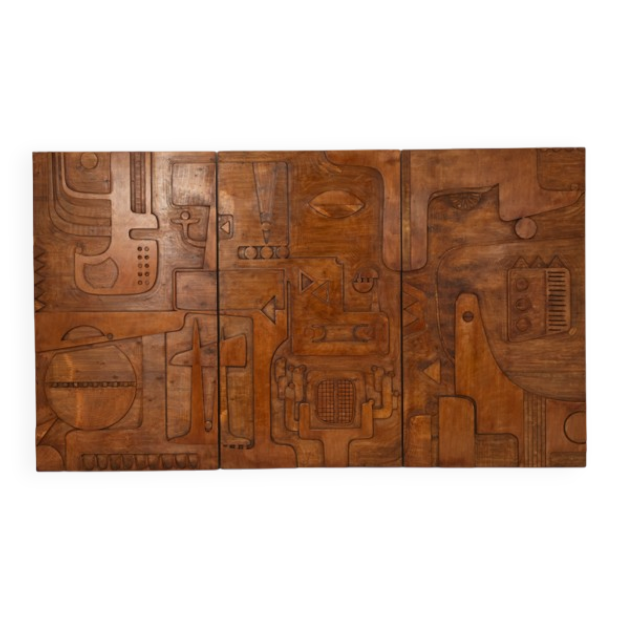 Victory of Segonzac. Triptych panel in carved wood. Contemporary.