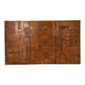 Victory of Segonzac. Triptych panel in carved wood. Contemporary.