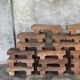 Small stool, accent stool in solid blond teak wabi-sabi L30 W8.5 H6.