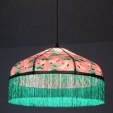 Suspension "Victoria" in paper japonasis rse with cranes and green fange.