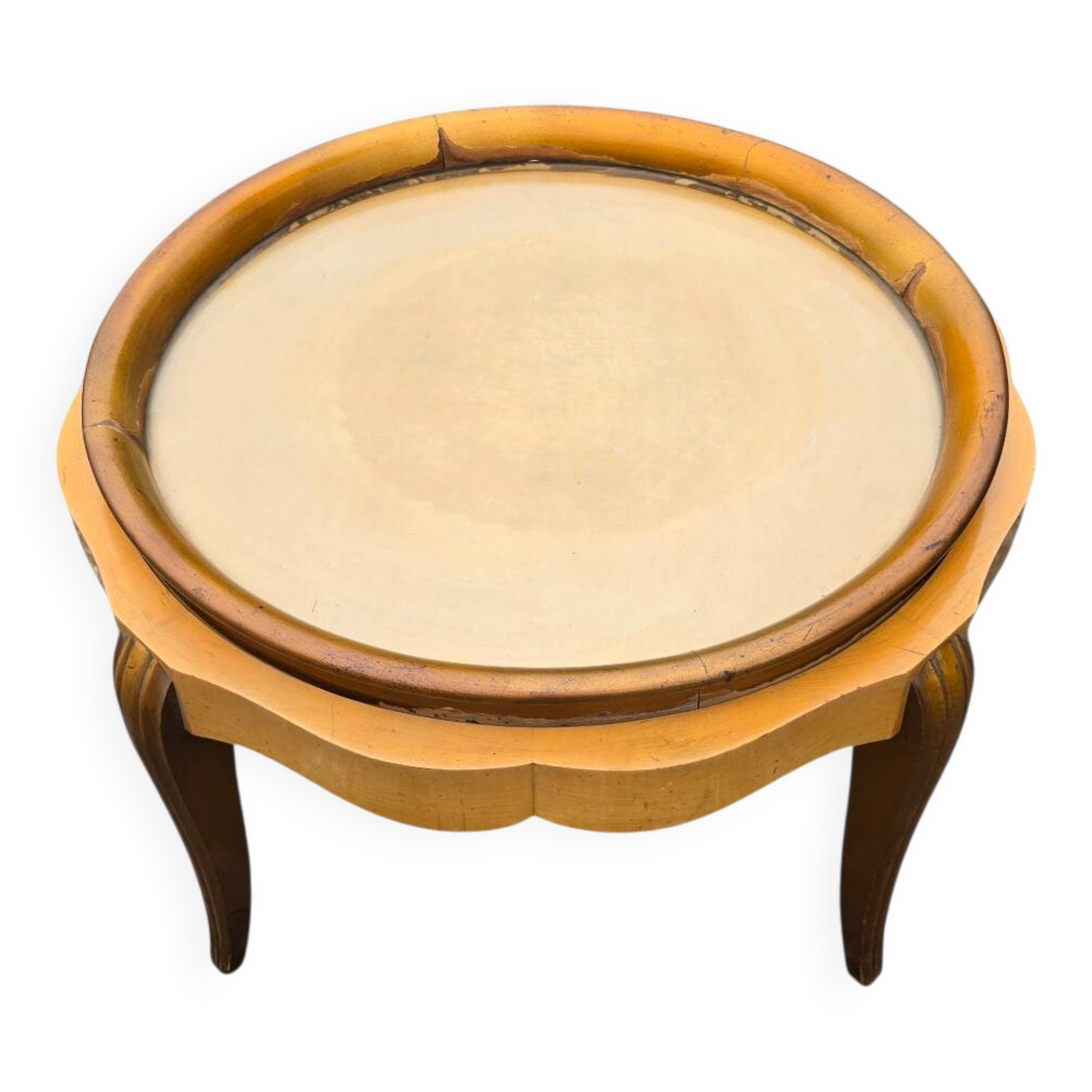 Louis XV round coffee table with removable glass top