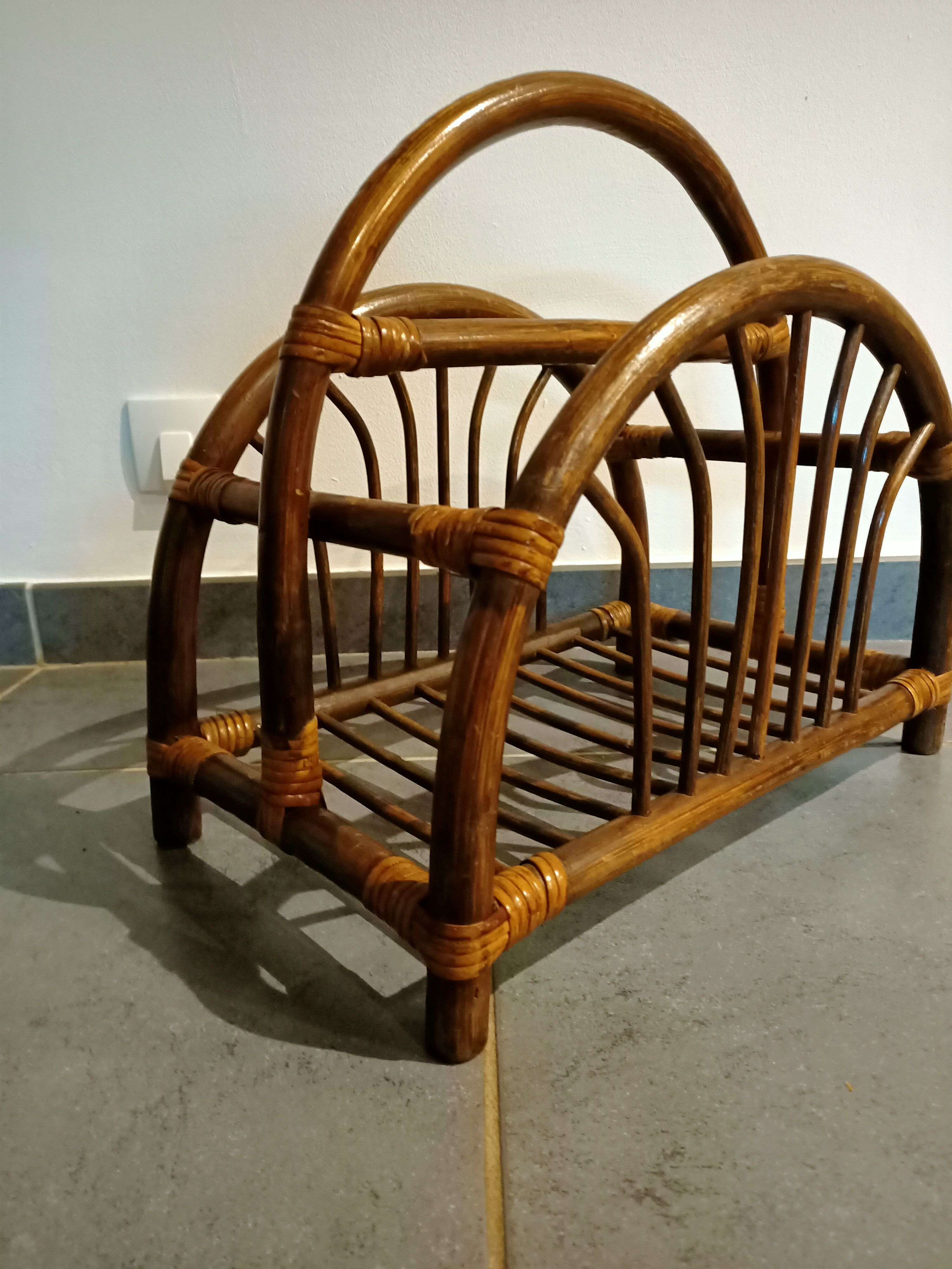 Dark bamboo magazine holders