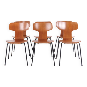 Set of 6 dining chairs – T-Chair / Hammer Chair – Model 3103 – Fritz Hansen