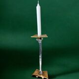 Brutalist candleholder by David Marshall, bronze and aluminium, Spain, 1970s