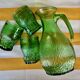 1 carafe and 3 green glasses from the '60s