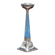 Pair of sterling silver and enamel candlesticks 1927 by Charles Green & Co.