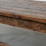 Magnificent and robust antique farmhouse dining table made of pine wood