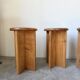Set of 4 oak stools from the 1950s, constructivist style.