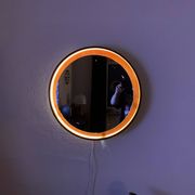 Teak, illuminated mirror, Italy, 1960s