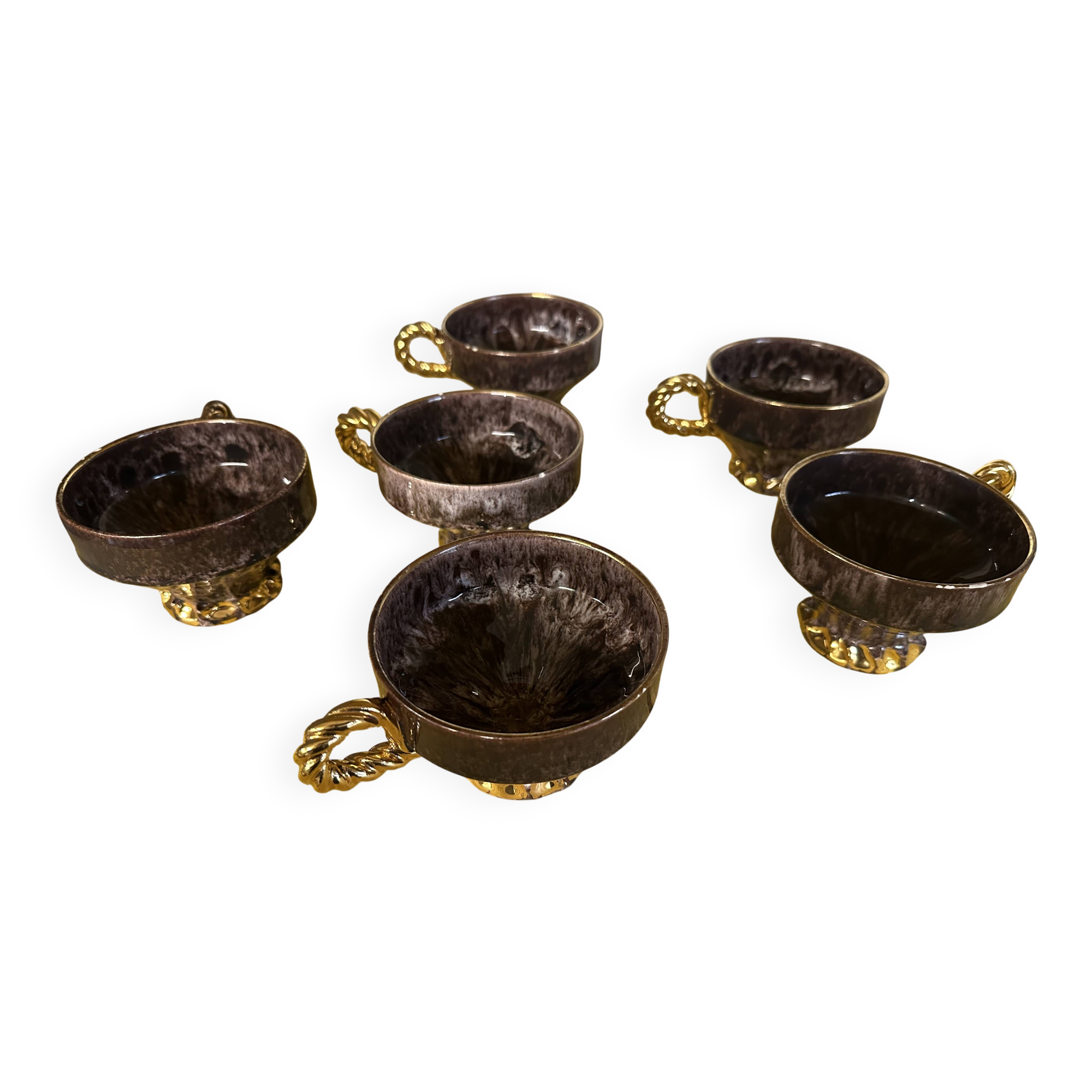 6 Maius-Giuge Vallauris ceramic teacups