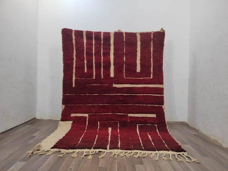 Traditional handwoven Beni Ourain Berber rug 2/3 m