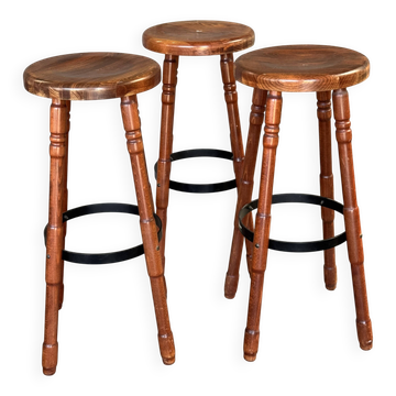 Trio of Bernkop Wooden Bar Stools
