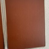 Vintage 1950s triptych barber's mirror, terracotta - 27 x 65 cm