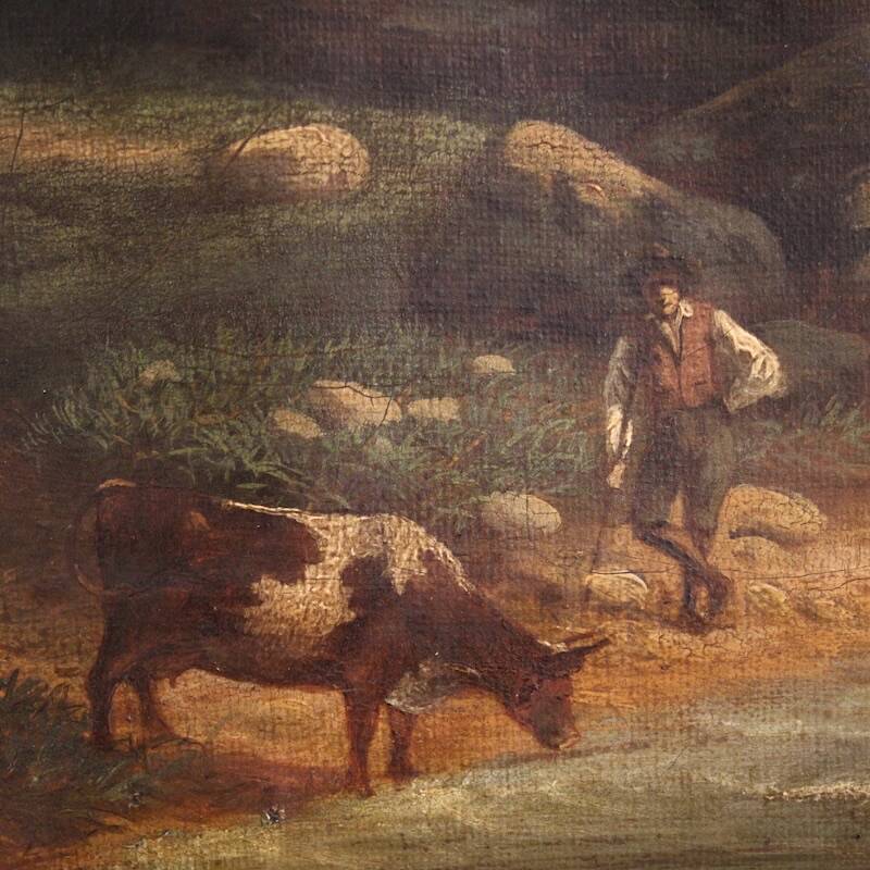 Peinture italienne, paysage signé et daté de 1846.