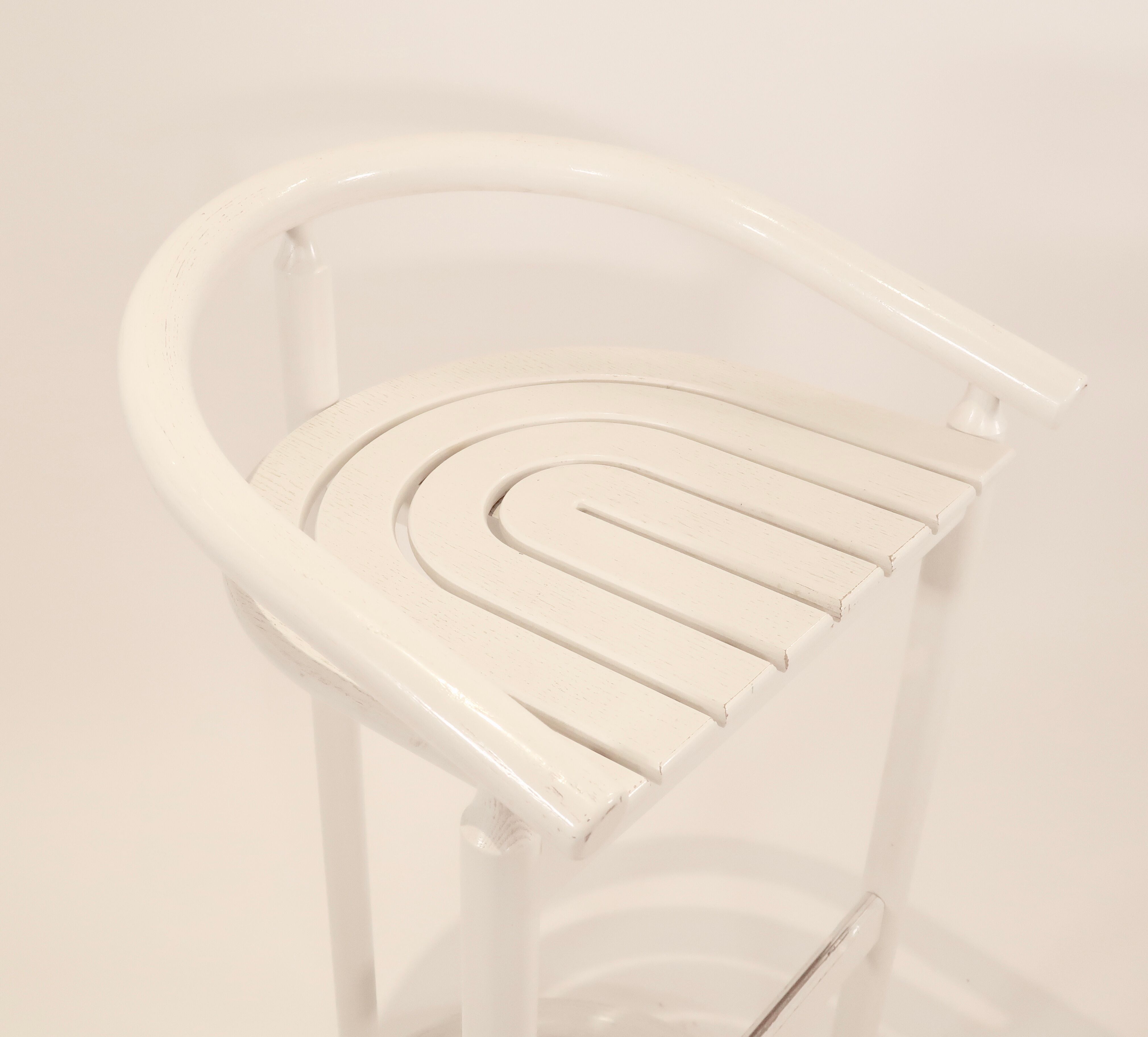 Series of 3 wooden high stools, Italy 1970