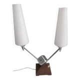 Vintage lamp from the 50s/60s in chromed metal and opaline