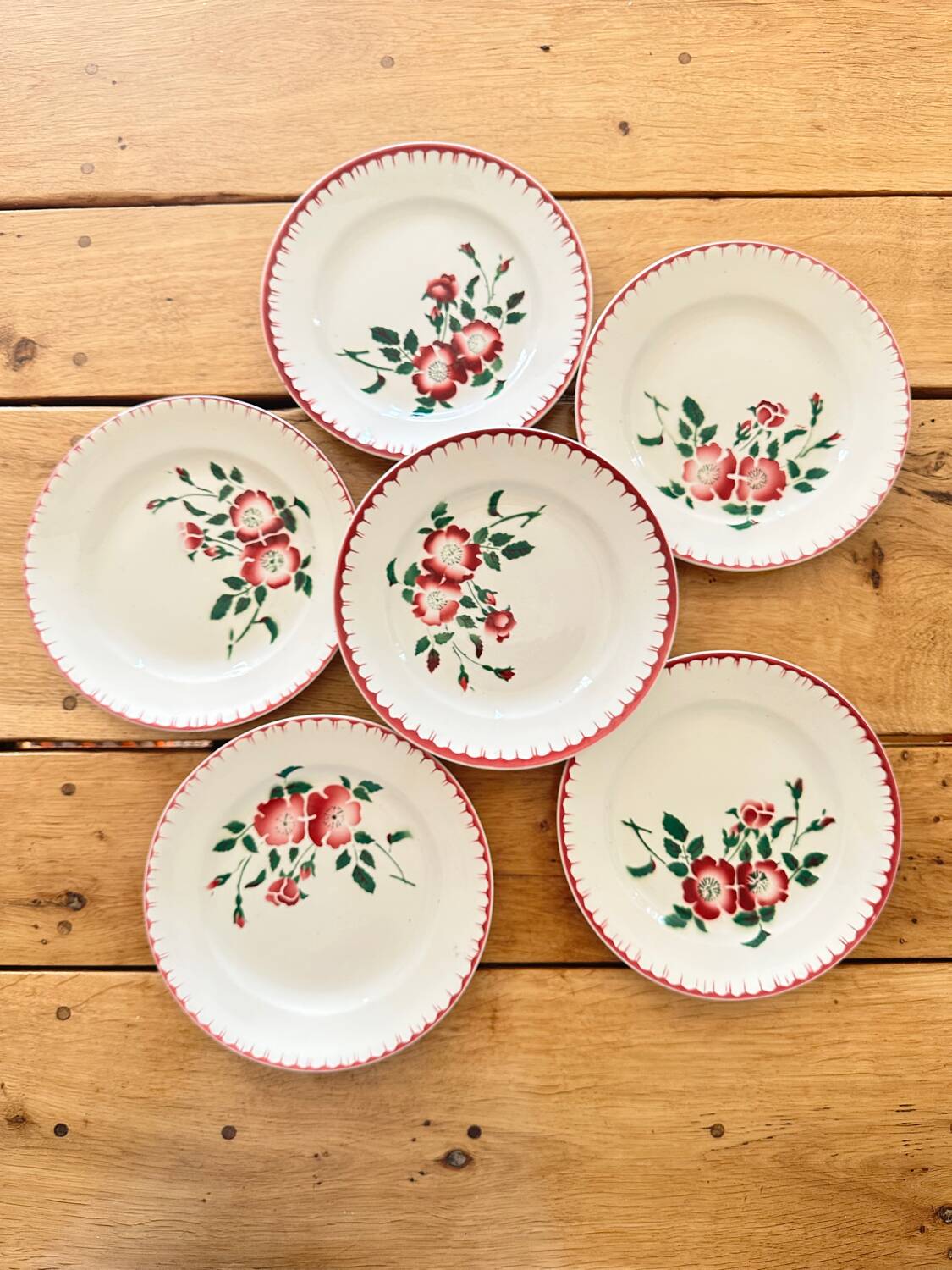 6 small flower plates