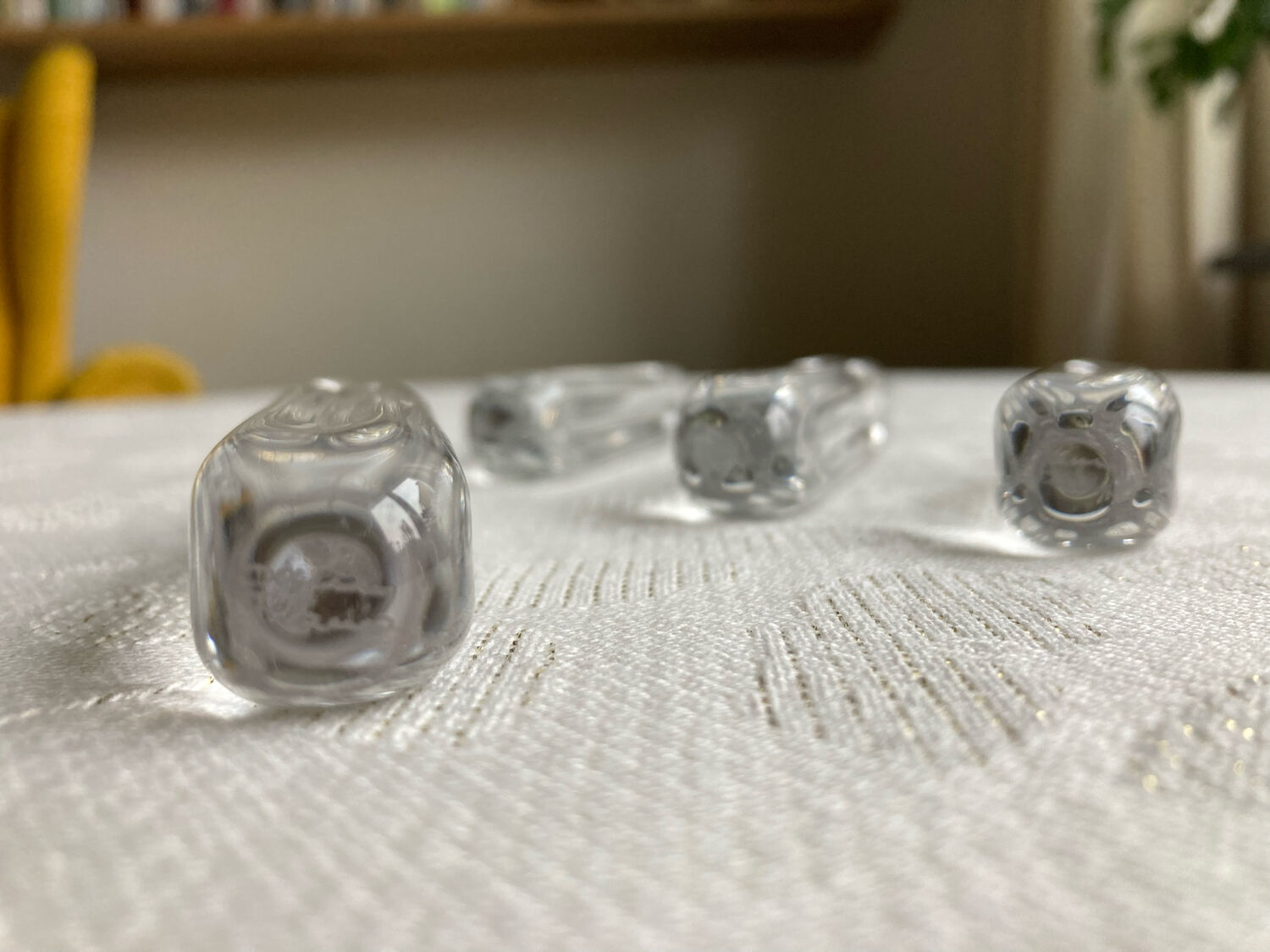 Set of four crystal knife holders signed Daum