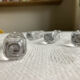 Set of four crystal knife holders signed Daum