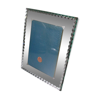 Old photo frame glass mirror copper silvering 1950s/60s decoration