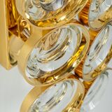 Golden brass and crystal wall light by Palwa, Germany, 1960s.