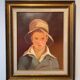 Portrait of the boy in the straw hat 70s/80s, signed