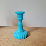 Blue opaline candle holder
