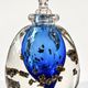 Art glass bottle signed Didier SABA, with cobalt blue decoration and inclusions.