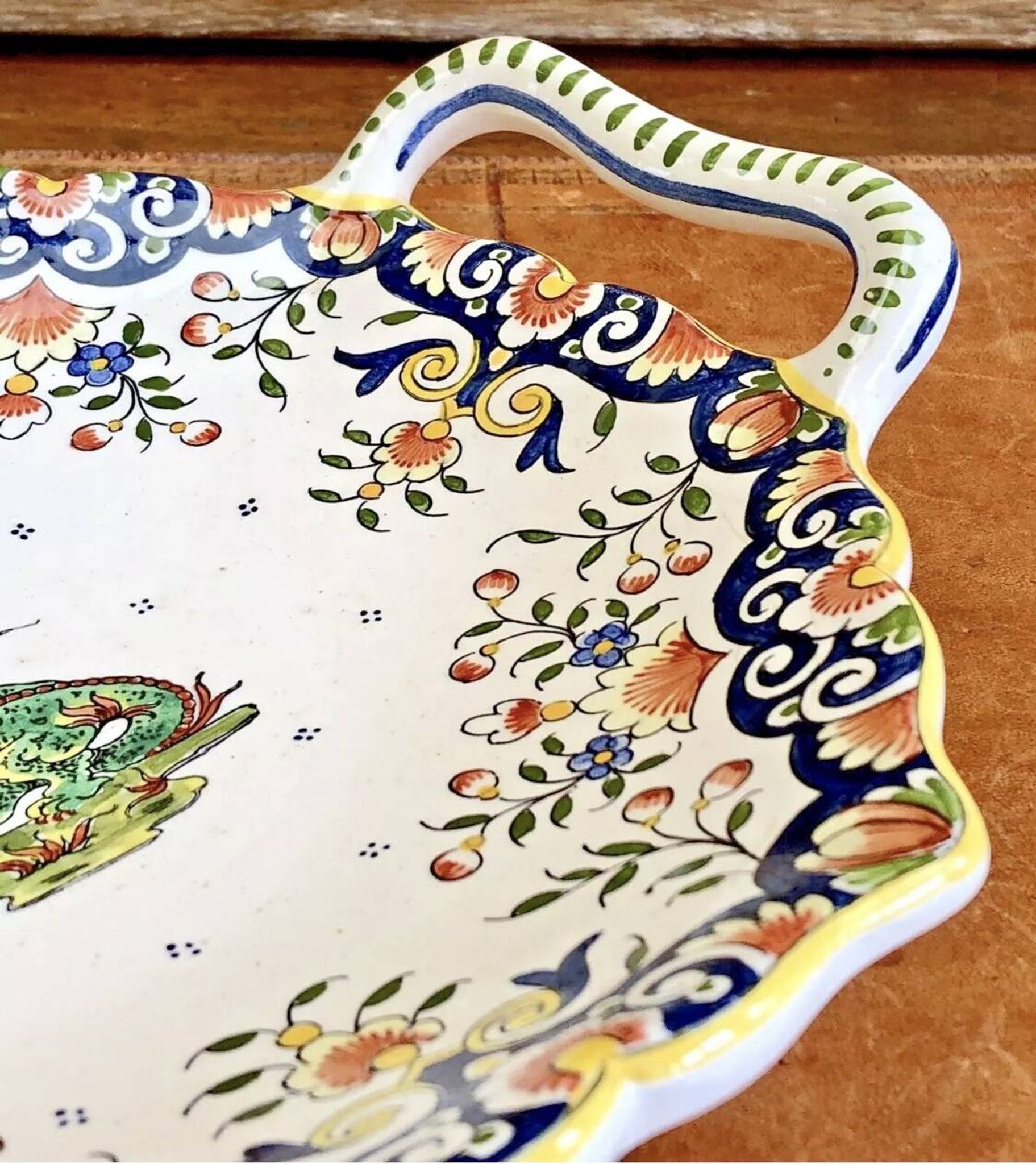 Antique Desvres Rouen fruit bowl, Blois François 1er model