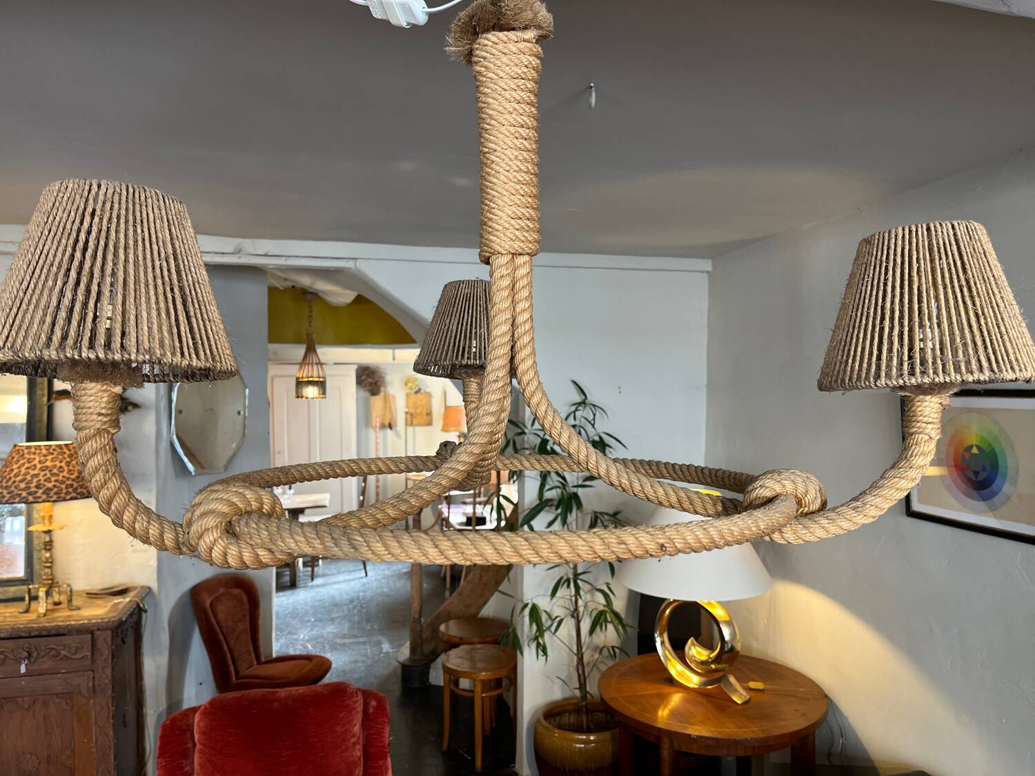 Cord chandelier 1970 Berthes Glasser